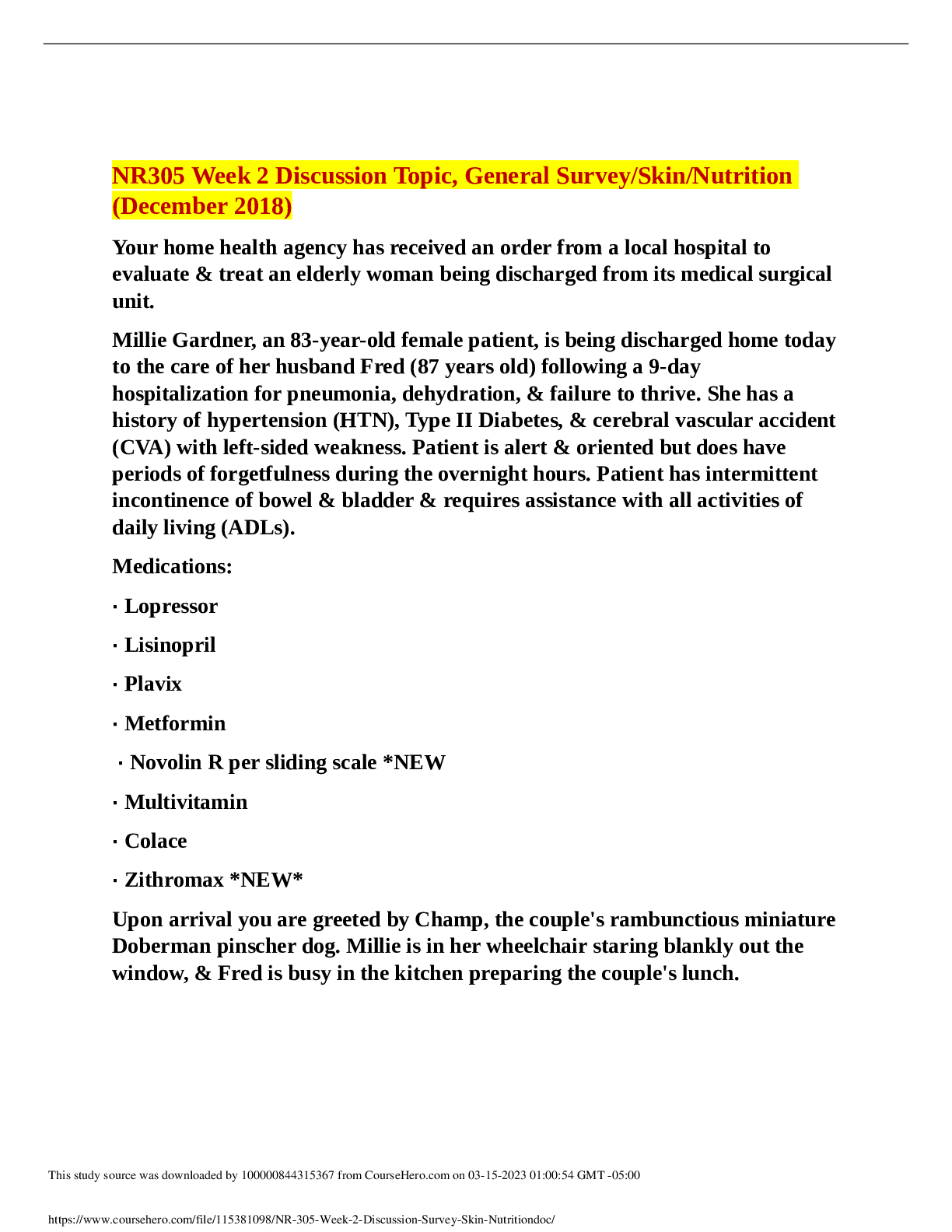 Preview of NR305 Week 2 Discussion Topic, General SurveySkinNutrition(December 2018)